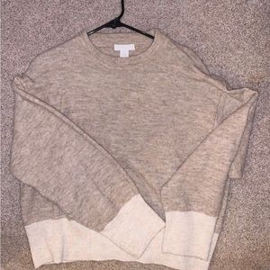H&M light brown colorblock sweater XS